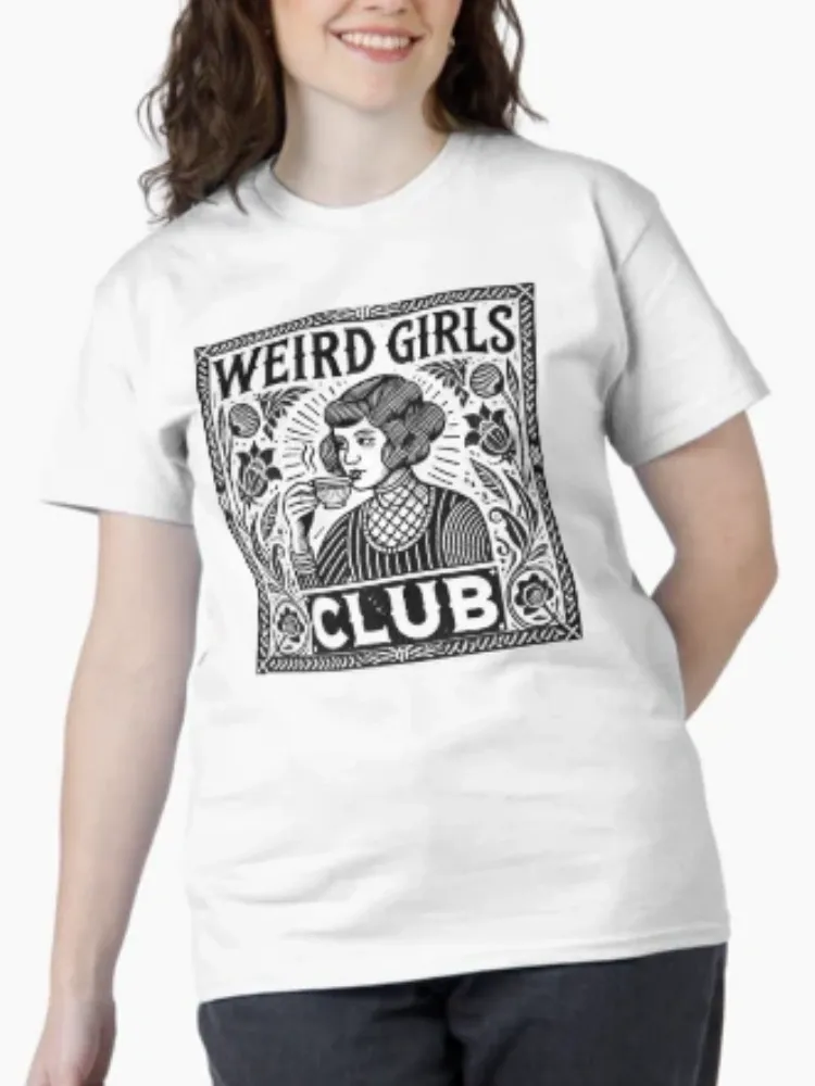 Women's Playful Slogan & Portrait Print Crew Neck Short-Sleeve T-Shirt