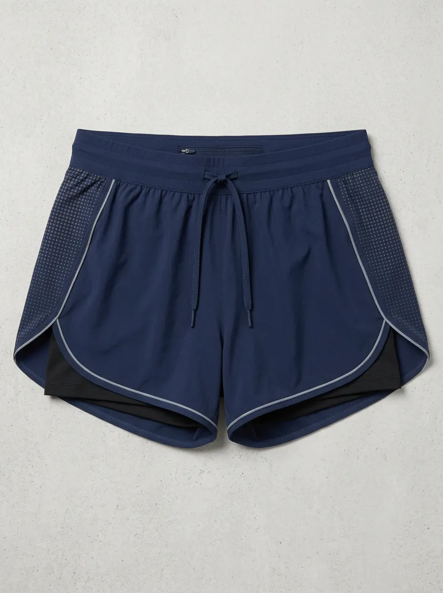 Women's Athletic Running Dotted Mesh Layered Printed Shorts
