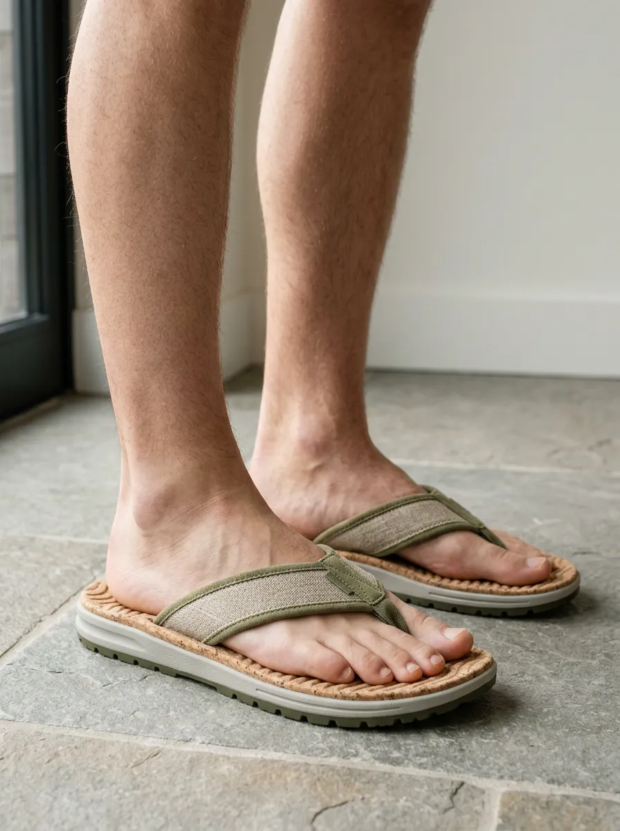 Men's Weekend Casual Cork Patterned Flip Flops