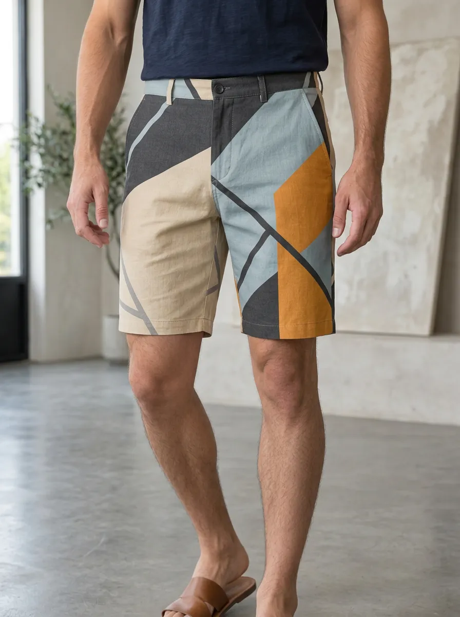 Men's Relaxed Geometric Abstract Chino Shorts