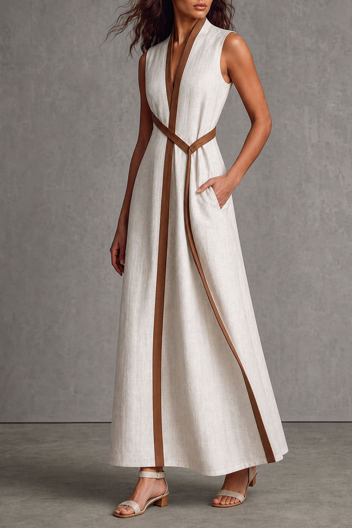 V Neck Maxi Dress