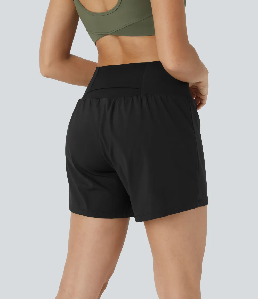 2026🔥 UK Super High Waisted Back Pocket & Side Hidden Pocket 2-in-1 Yoga Shorts
