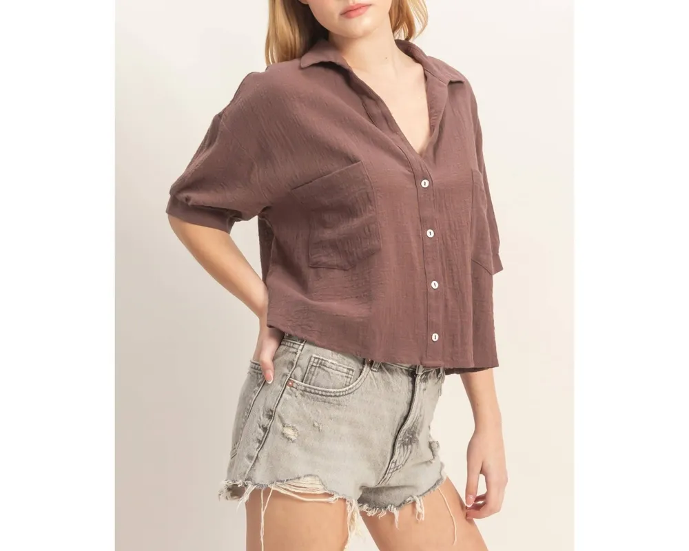 Textured Button-Up Shirt