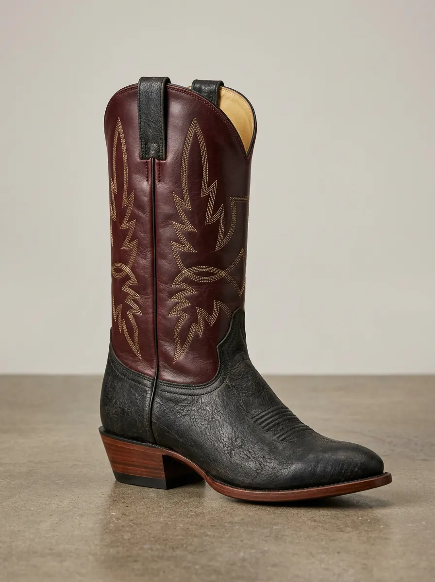 Men's Two-Tone Pull-On Western Boots