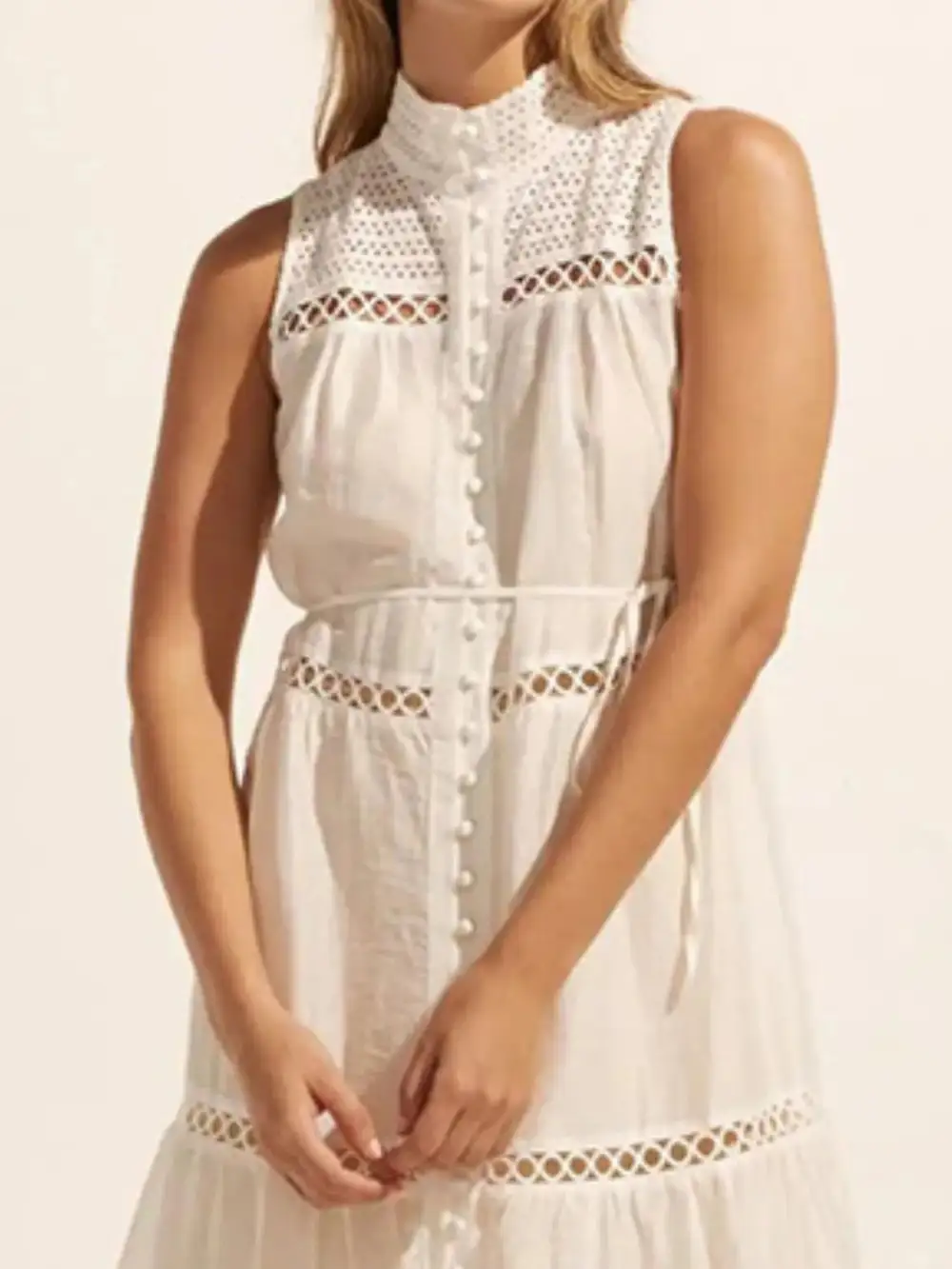 Layered Detail Sleeveless Midi Dress