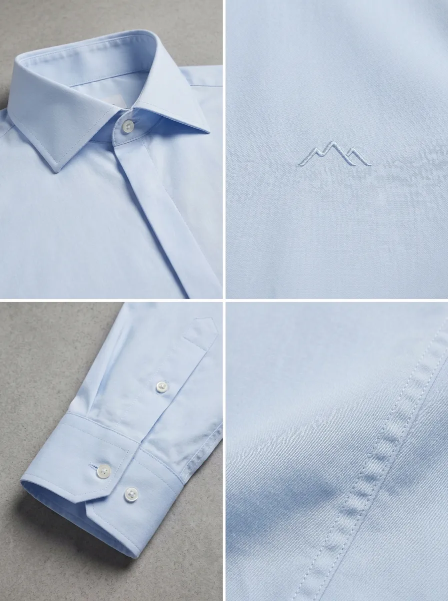 Men's Non-Iron Cotton Mountain Logo Embroidered Dress Shirt