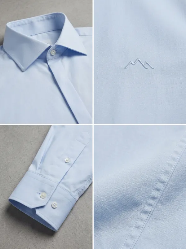 Men's Non-Iron Cotton Mountain Logo Embroidered Dress Shirt