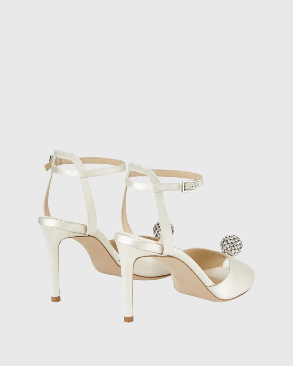 Satin Strap Pumps in White
