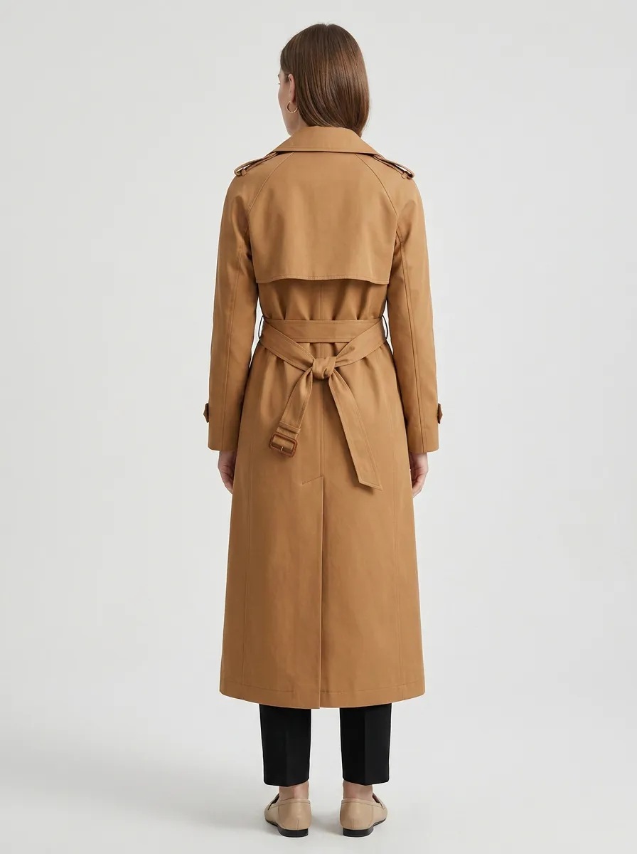 Women's Heritage Inspired Belted Classic Long Trench Coat