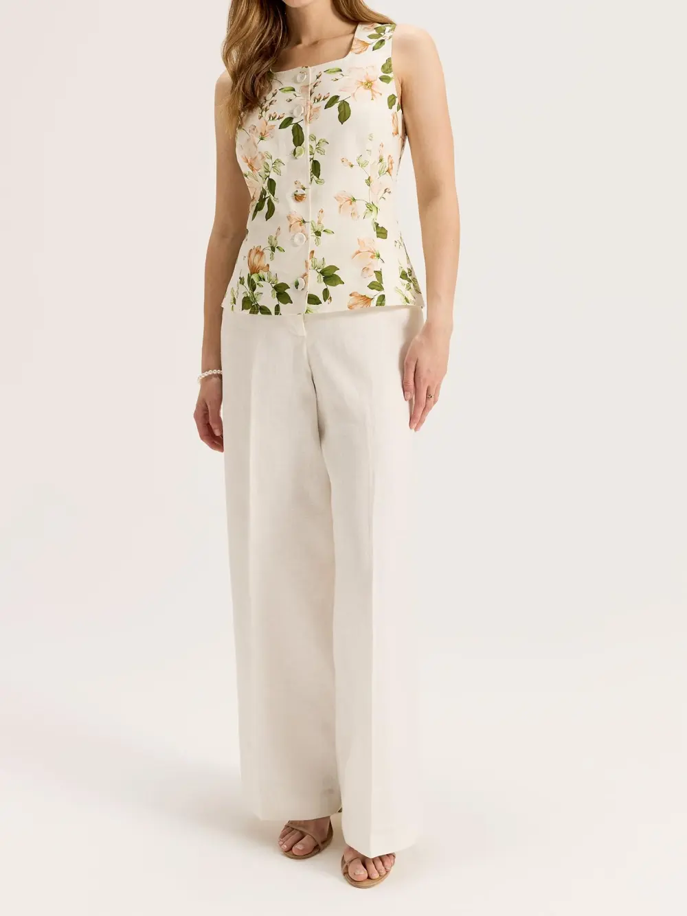Plants Printed Square Neck Tank Top