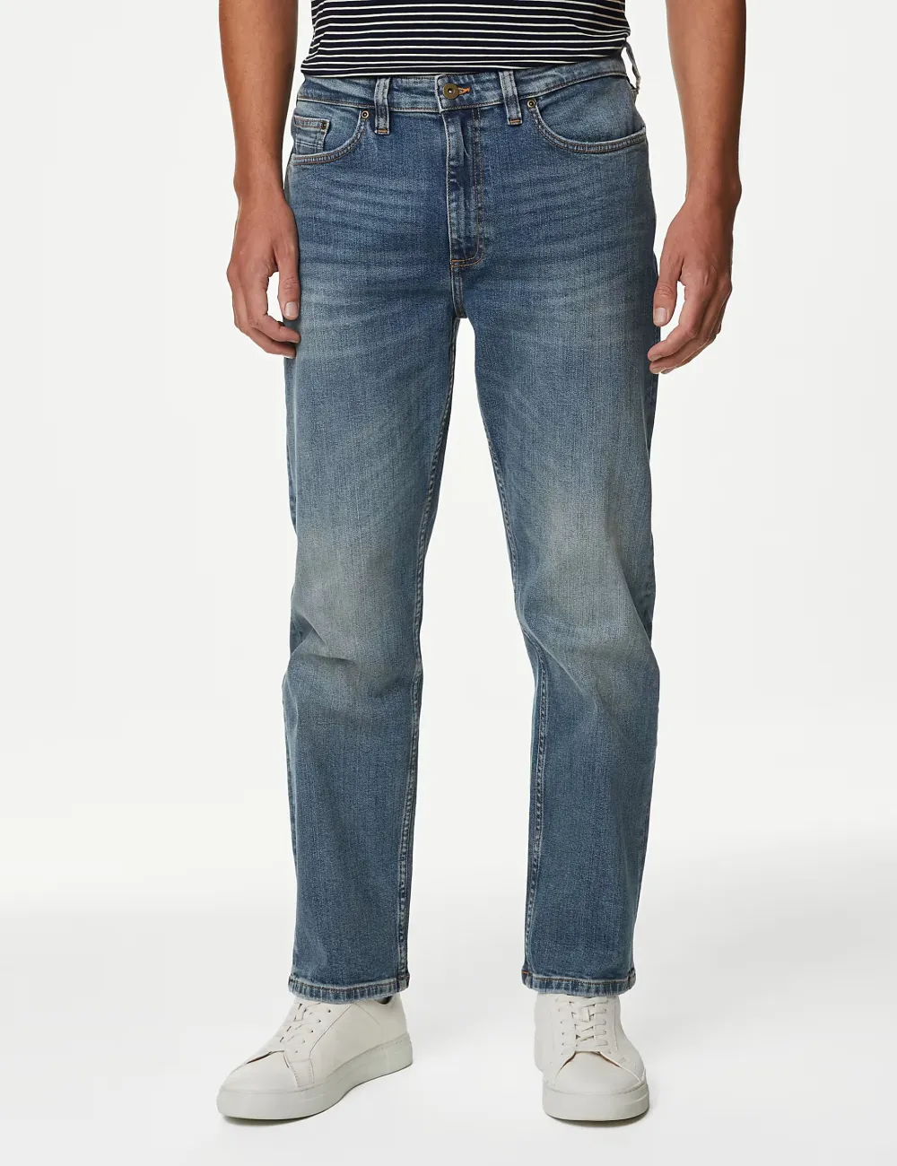 Men's Blue Loose Fit Stretch Denim Jeans