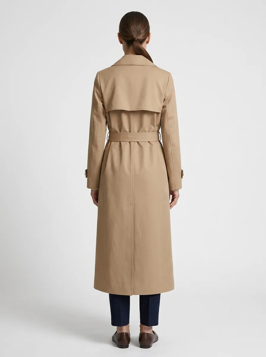 Women's Timeless Belted Minimalist Long Trench Coat