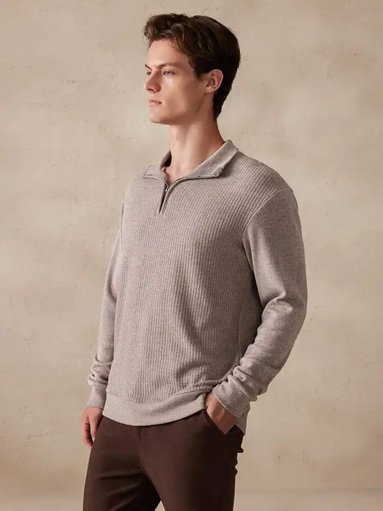 Stand Collar Button Placket Sweater