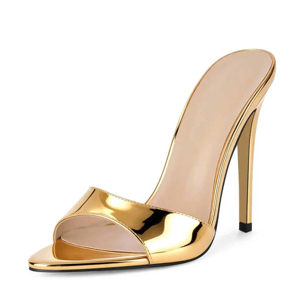 Pointed Toe Patent Leather Mule Sandals