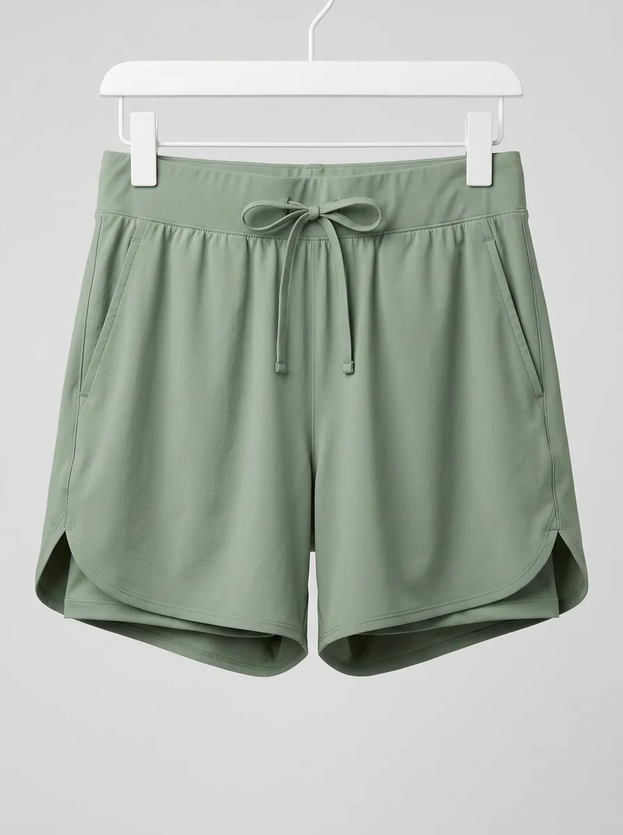 Women's Layered Curved-Hem Athletic Shorts