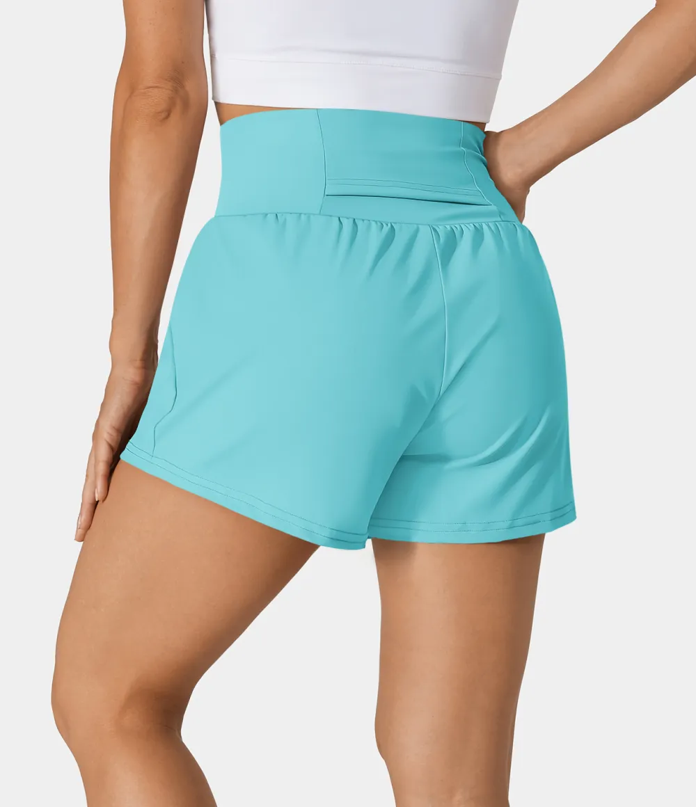 2026🔥  Super High Waisted Back Pocket & Side Hidden Pocket 2-in-1 Yoga Shorts 2.5