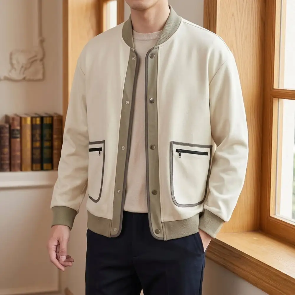 Contrast Stand-Collar Jacket