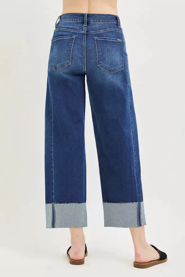 Modern Cuffed Hem Barrel Leg Jeans