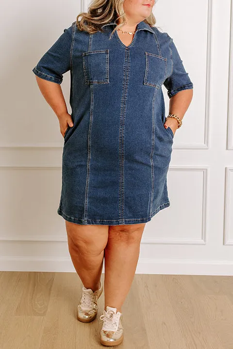 Pocketed Collared Short Sleeve Relaxed Mini Dress