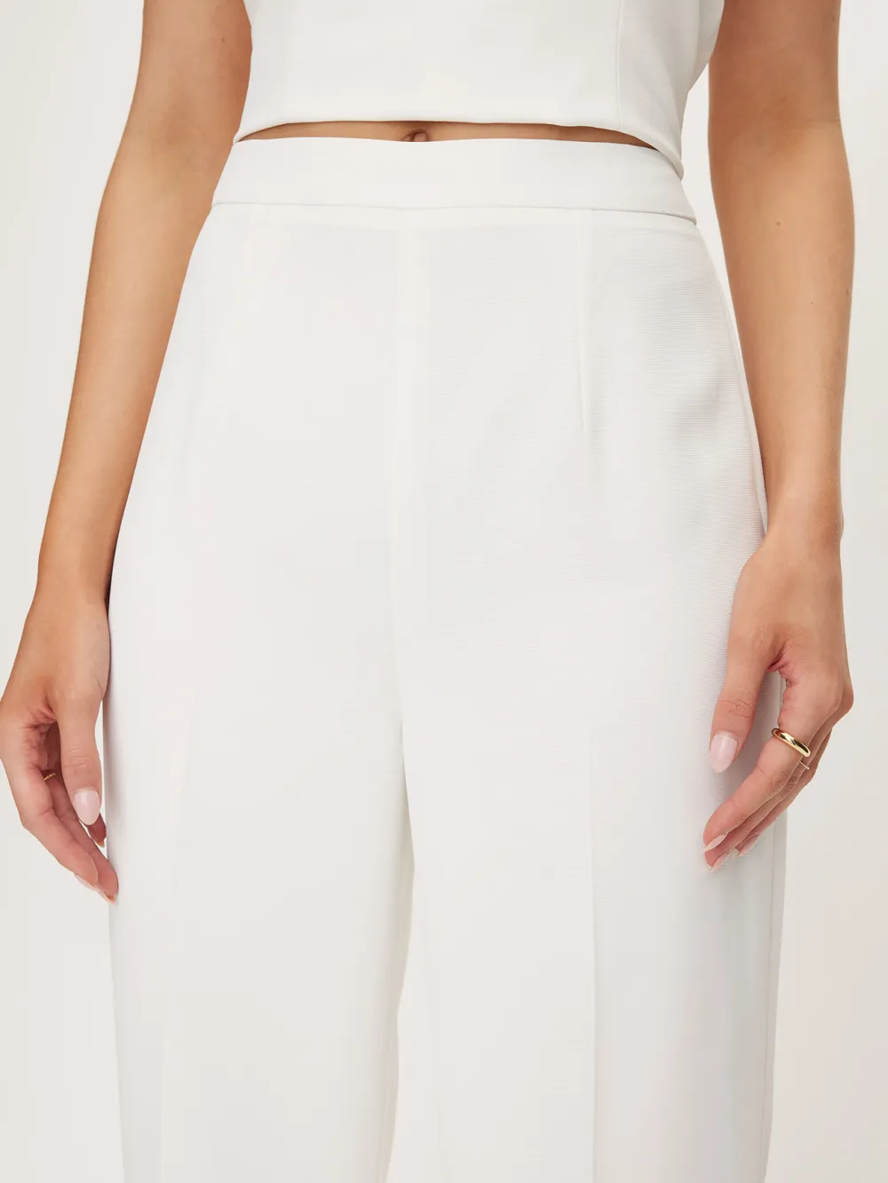White High-Waisted Wide-Leg Pants