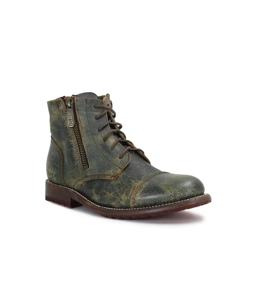 Cap-Toe Contrast-Stitched Combat Boots