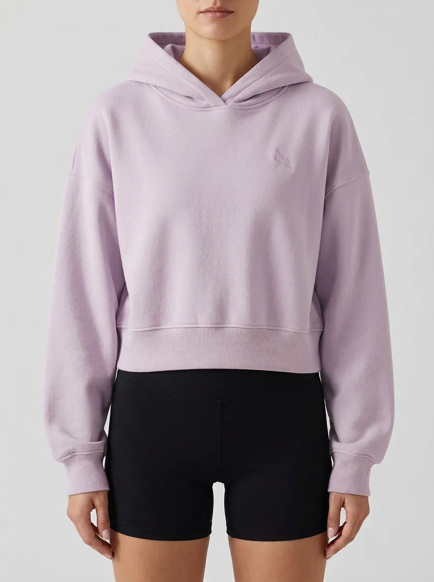 Women's Minimalist A1 Logo Embroidered Beige Cropped Hoodie