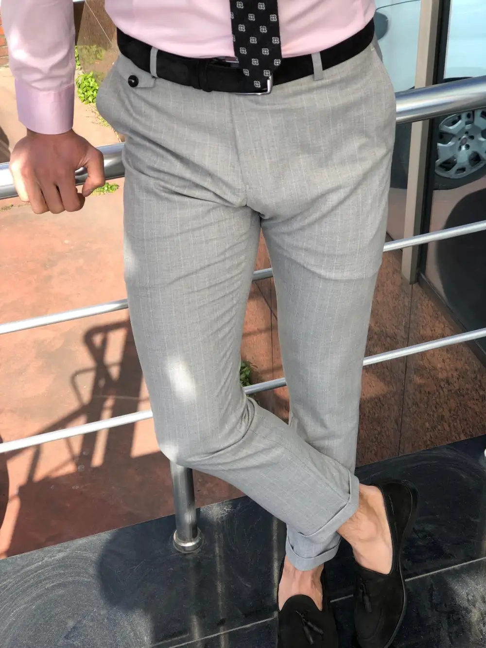 Distinctive Slim Fit Striped Tailored Trousers