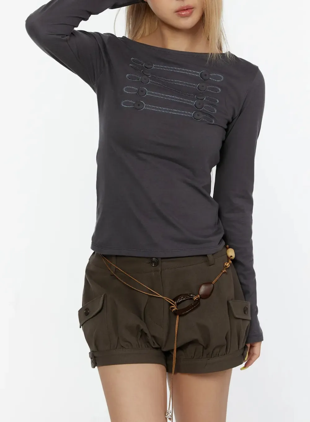 Military Style Knit Top