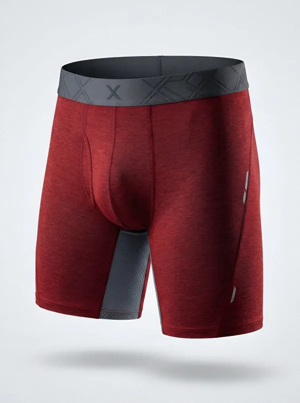 Men's Athletic Performance Heather Blue Printed Boxer Briefs