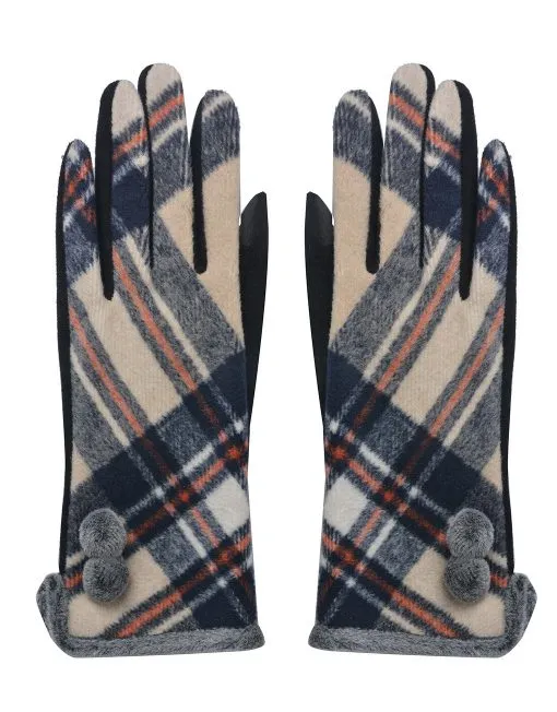 Grid Pattern Cotton Gloves
