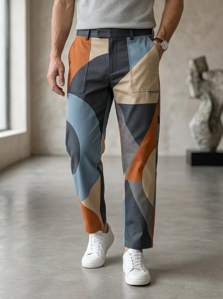 Men's Geometric Print Trousers