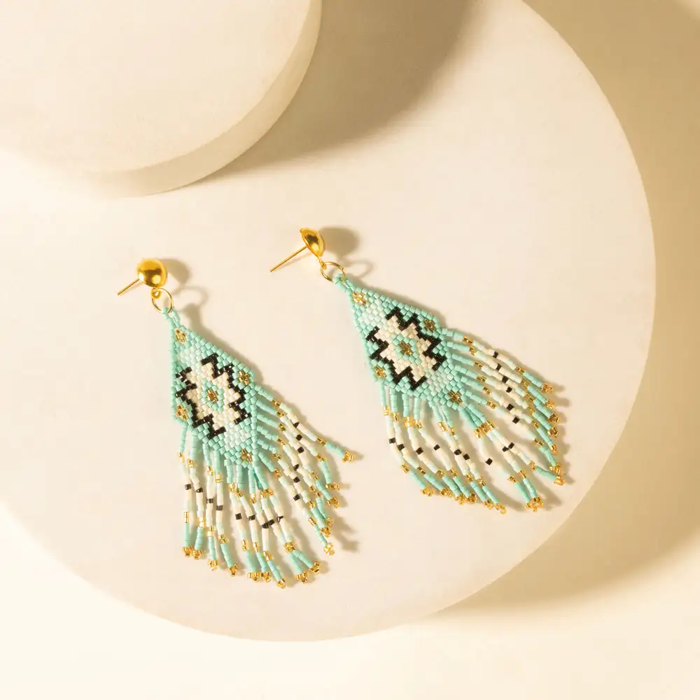 Artful Stone Accent Fringe Earrings