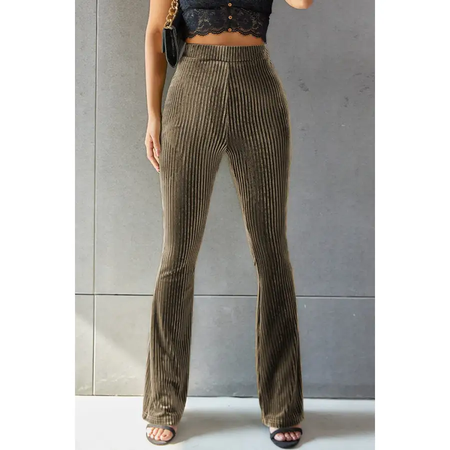 Ribbed High Waist Flare Pants