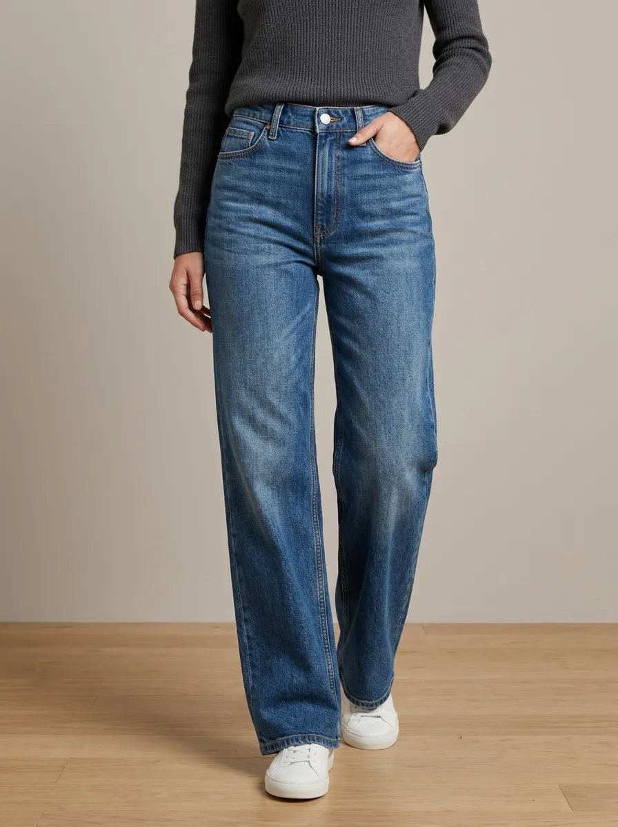 Wide-Leg High-Rise Denim Jeans