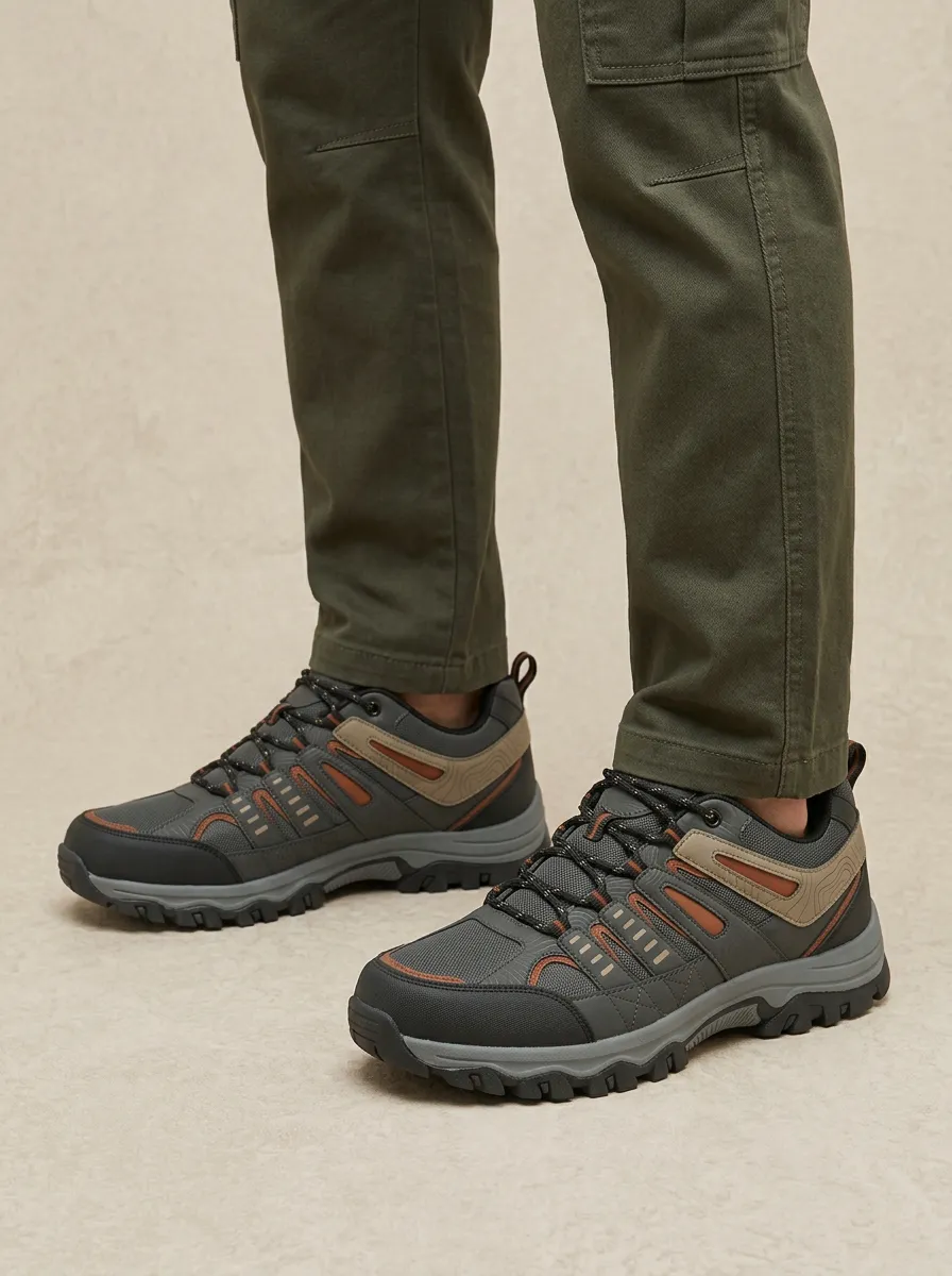 Men's Modern Outdoor Hiking Topographic Pattern Print Shoes