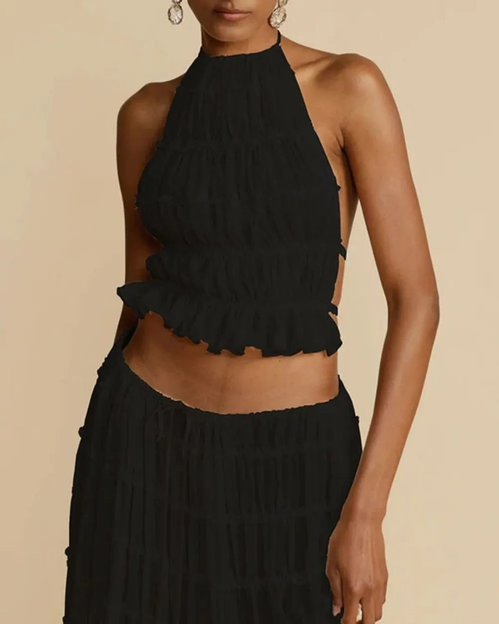 Pleated Back Halter Tank Set