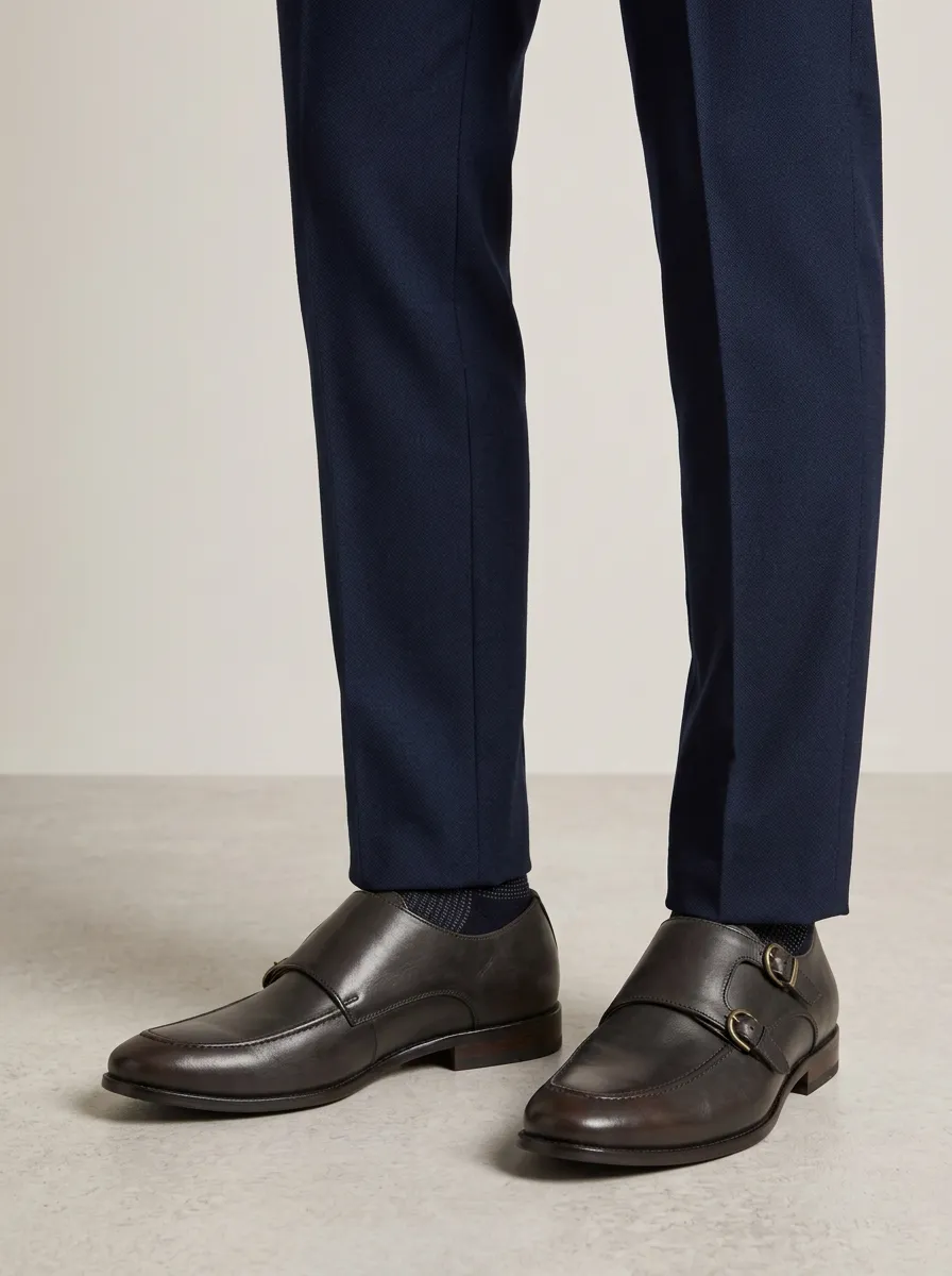 Men's Everyday Classic Business Double Monk Strap Leather Shoes