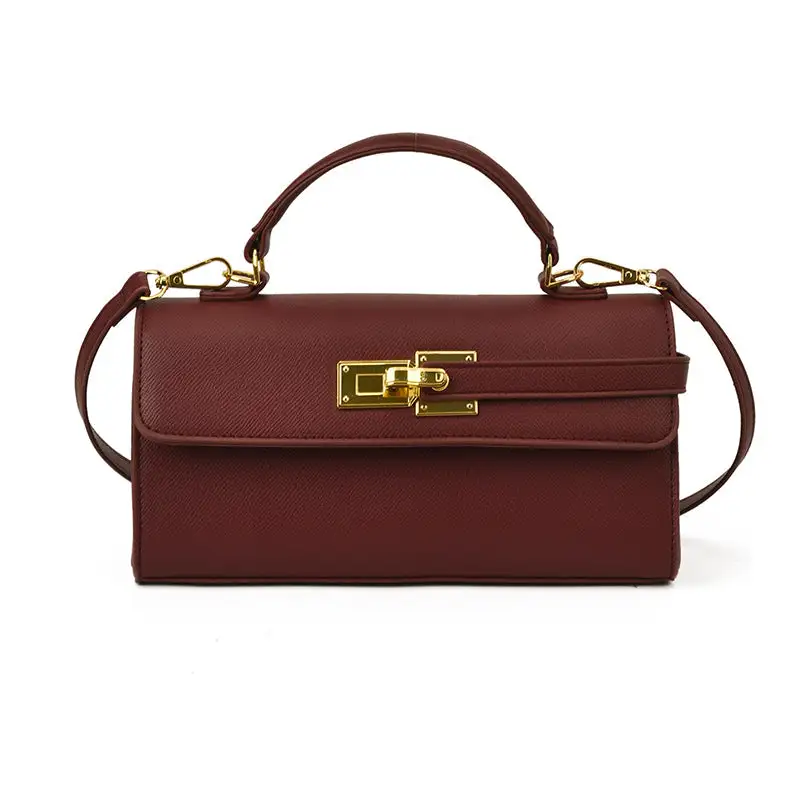 Minimal Compact Faux Leather Square Crossbody Bag