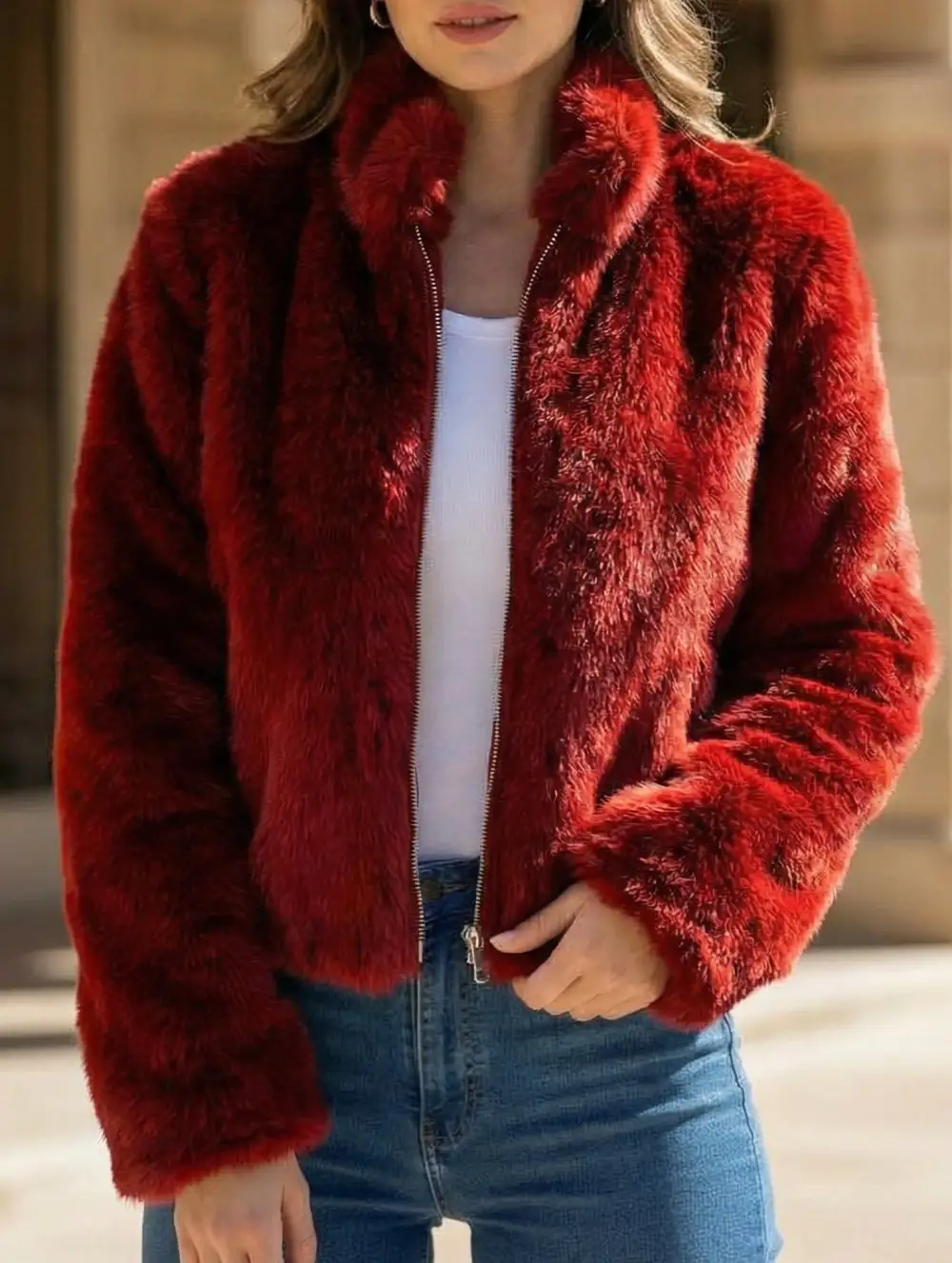 High Neck Zip Up Top Jacket