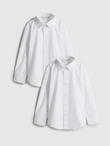 3-7yrs | 2pk Unisex Cotton Blend Long Sleeve School Shirts
