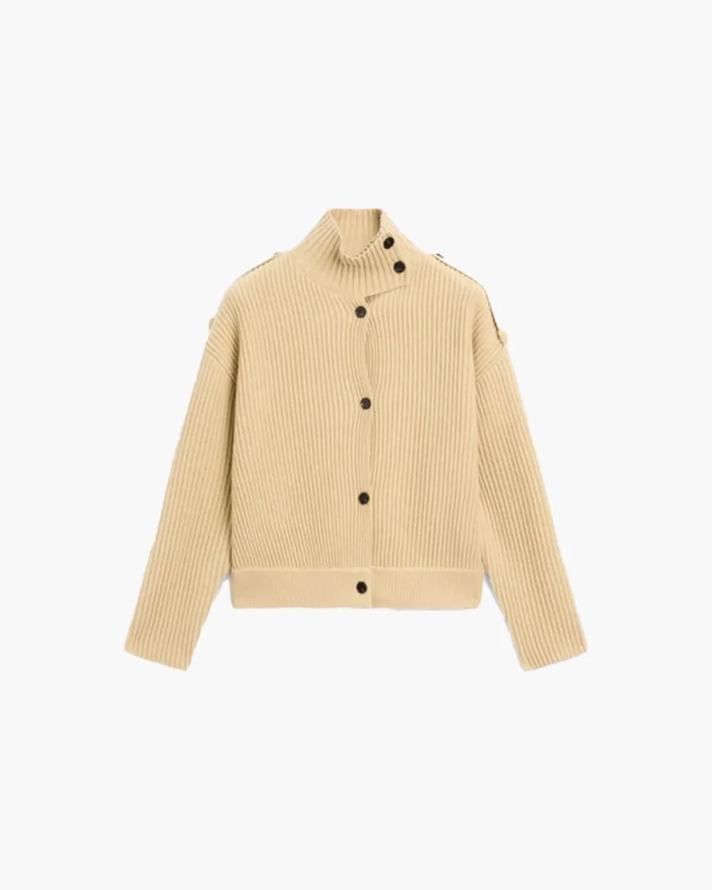 Stand-Collar Knitted Cardigan