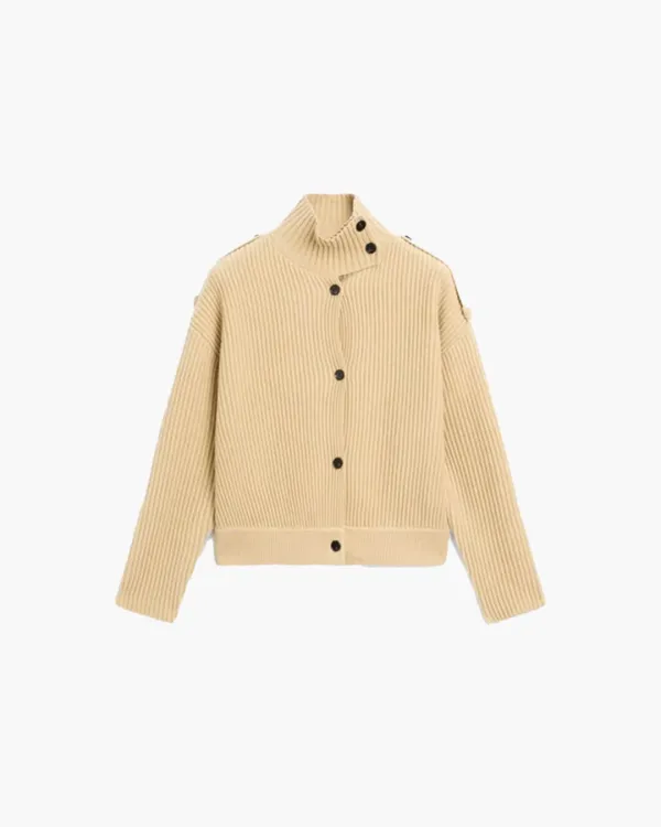 Stand-Collar Knitted Cardigan