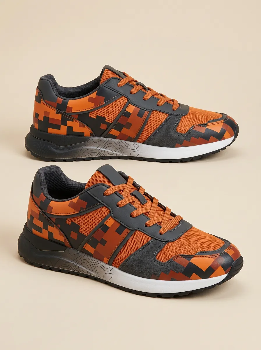 Men's Pixel Gamer Camo Printed Sneakers