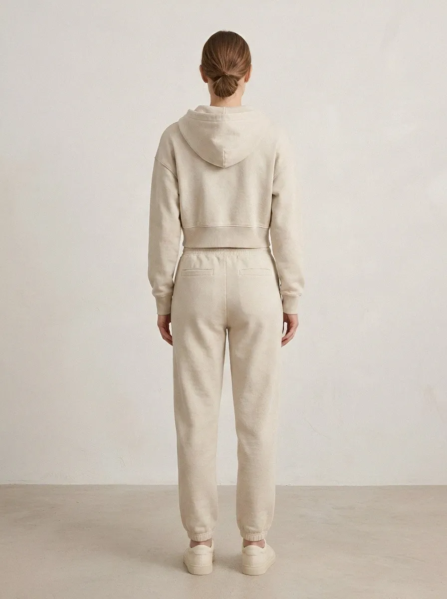 Zip-Up Jogger Minimal Women's Cropped Zip-Up Hoodie Jogger Active Set
