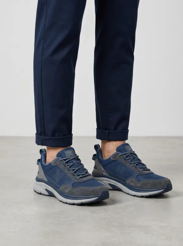 Men's Navy Casual Sport Mesh Suede Athletic Sneakers