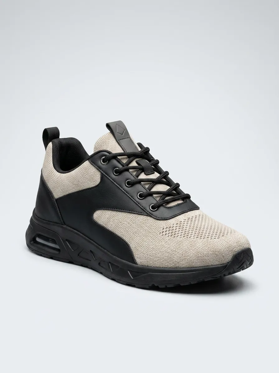 Unisex Casual Sporty Beige Black Colorblock