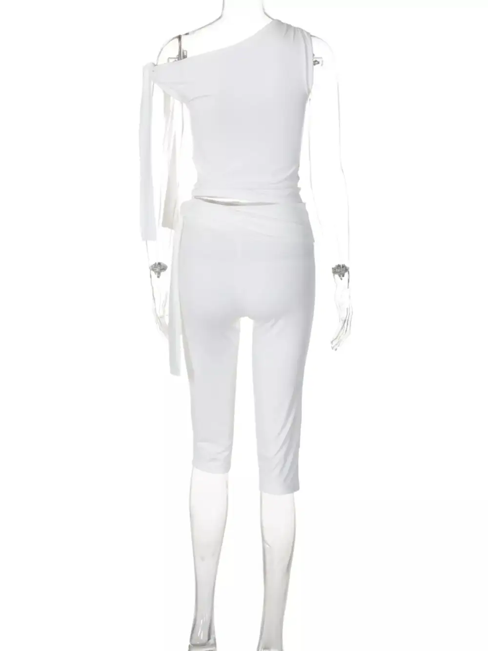 Tied One Shoulder Top and Capris Set