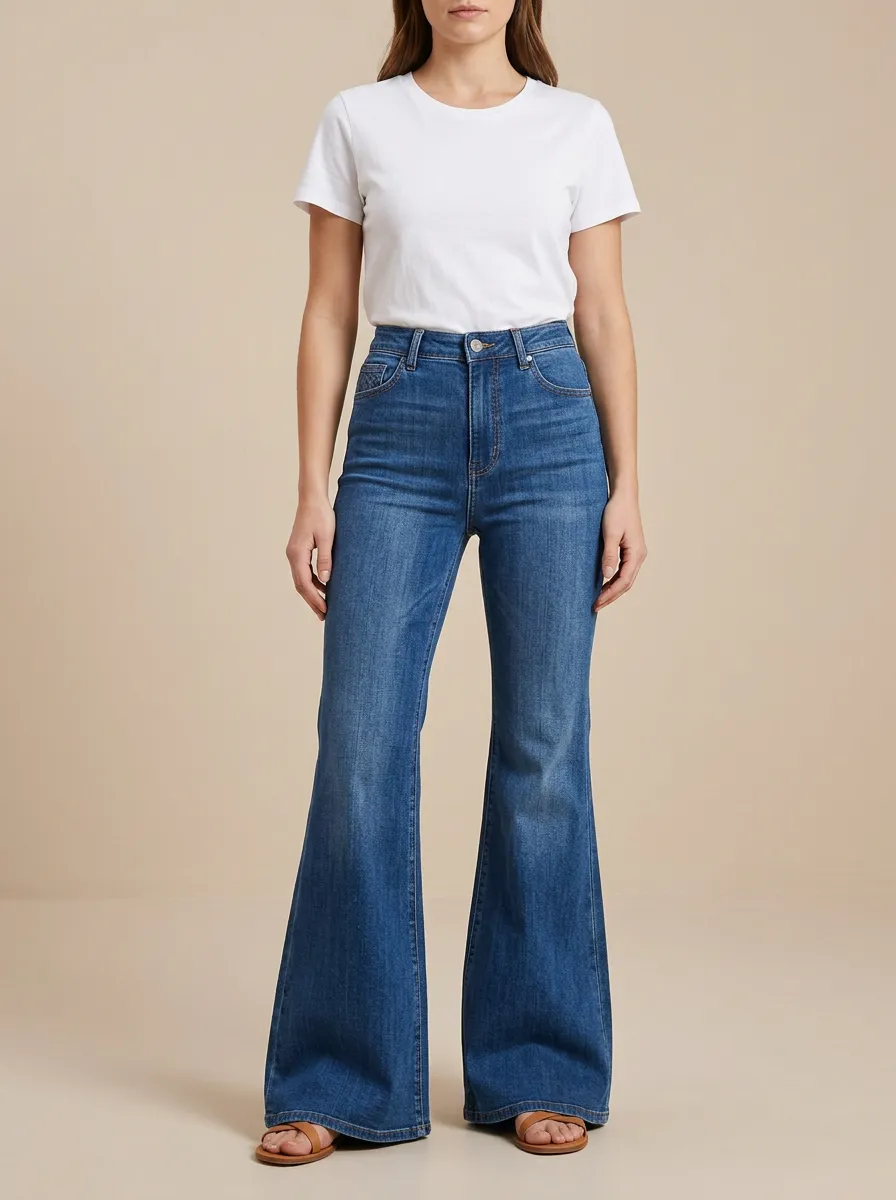 Five Pocket High Rise Flare Jeans