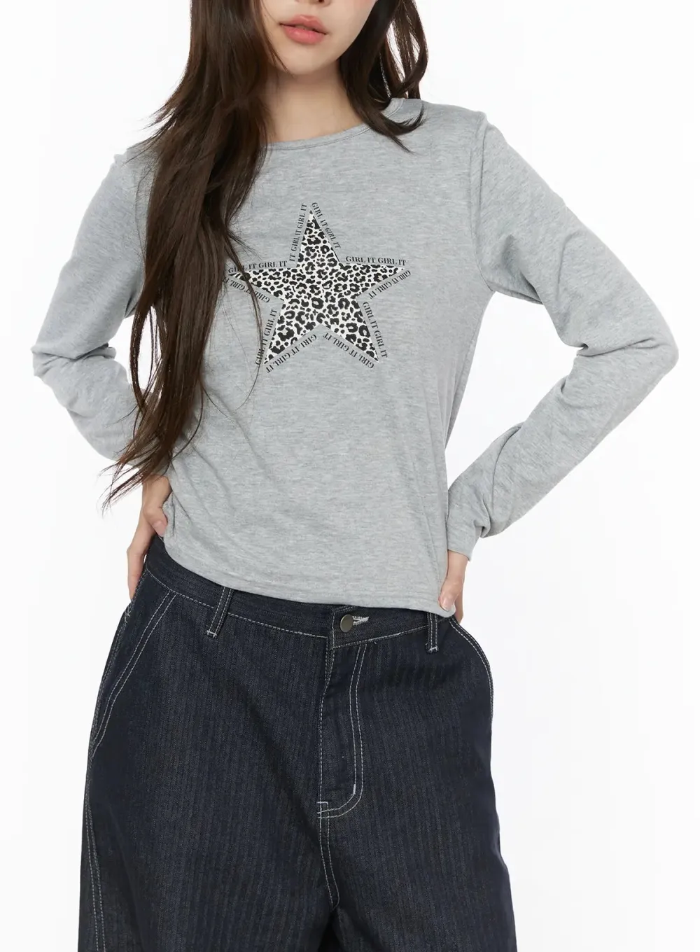 Embroidered Star Long Sleeve Top