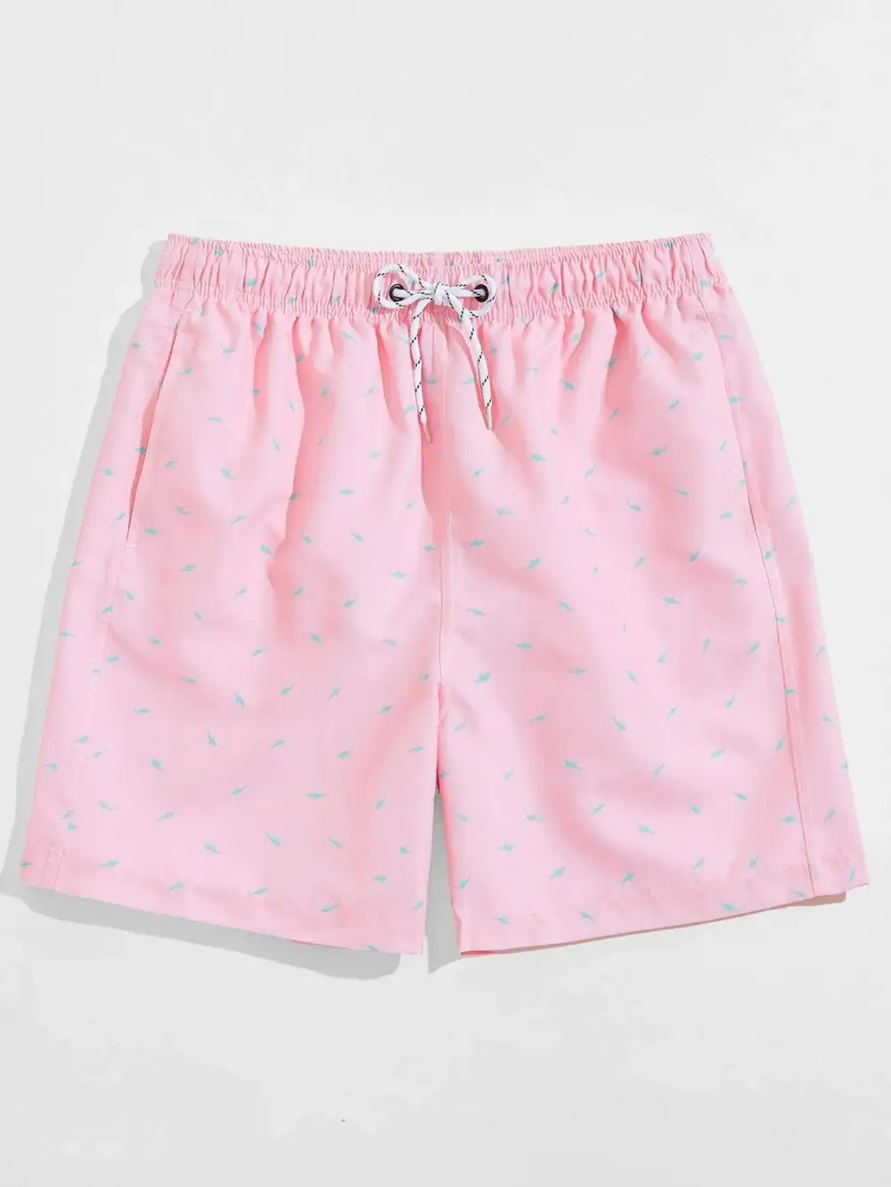 Men's Allover Shark Print Pocket Swim Trunks